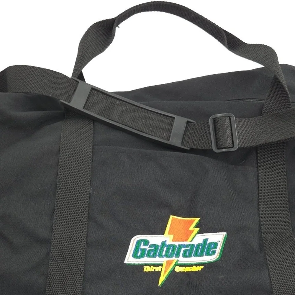 Vintage Gatorade Duffel Bag Large 28x12x12 Black Blue Embroidered Canvas Straps